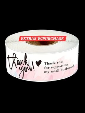 120ct.  Pink Watercolor Thank You Labels Bonus 3 Random Polymailers